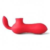 Vibrating and Sucking Vibrator with 12-Speed, Medical Grade Silicone, Waterproof, Rechargeable, RED